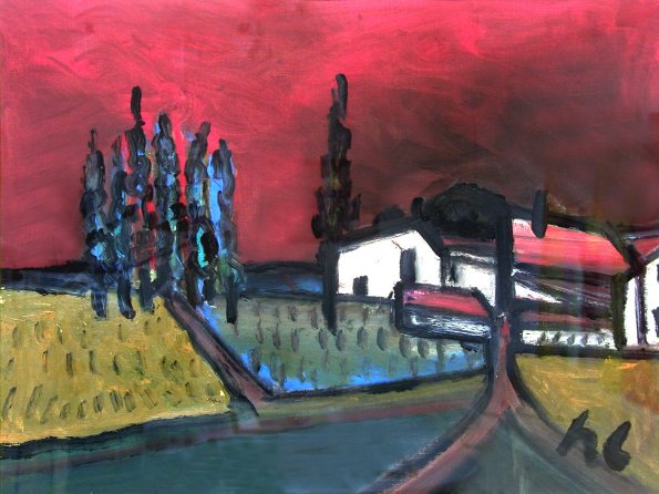 Hans Leupin, Toscana, Oel, 1985, 74 x 58 cm